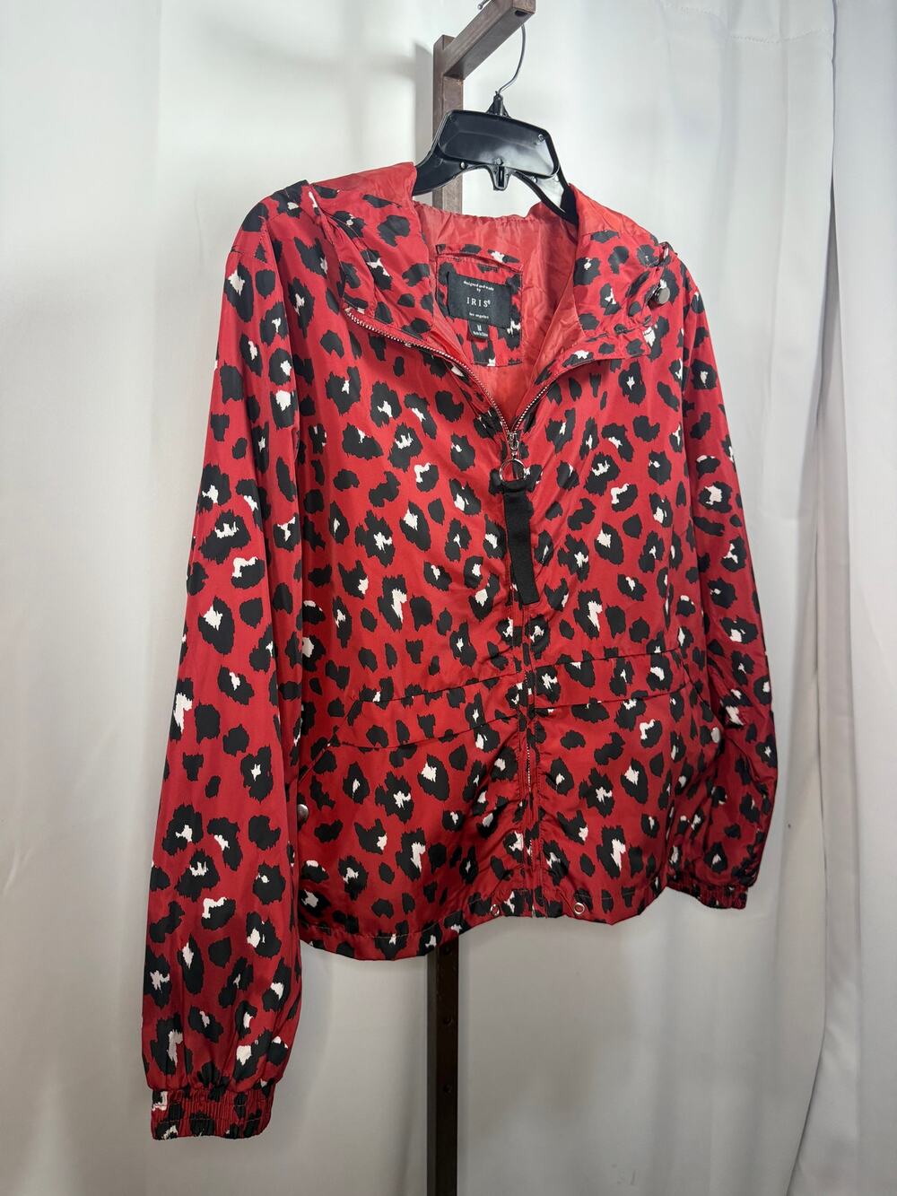 Red Leopard Print Windbreaker Jacket – Women's Medium